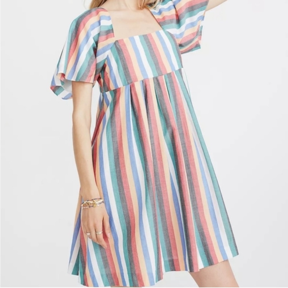 Madewell Square-Neck Mini Dress in Festival Stripe 3x